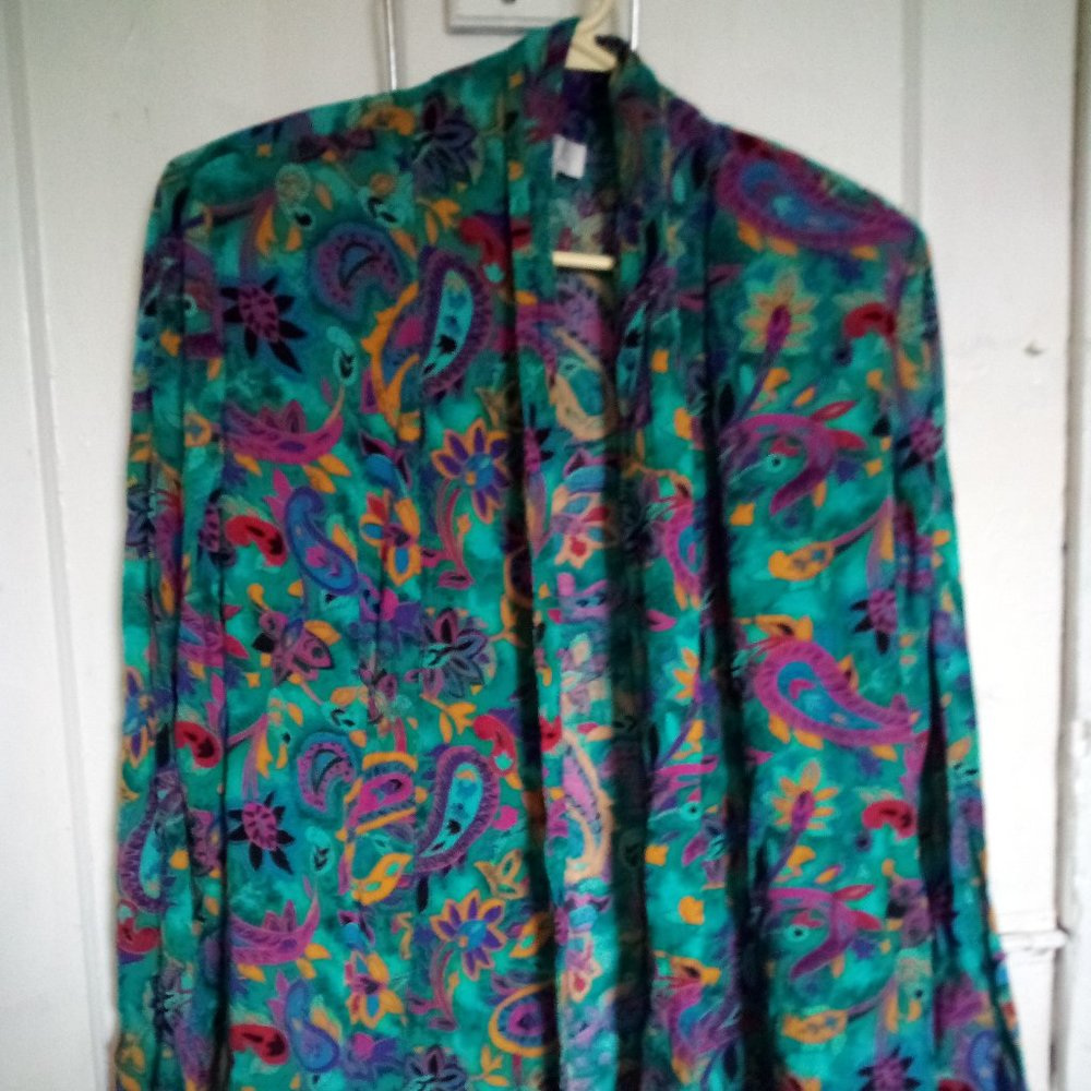 Vintage Petite Sophistocate Blue Tone Paisley Jacket Size M